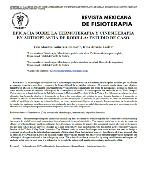 Eficacia sobre la Termoterapia y Cinesiterapia en Artroplastia de Rodilla: Estudio de Caso